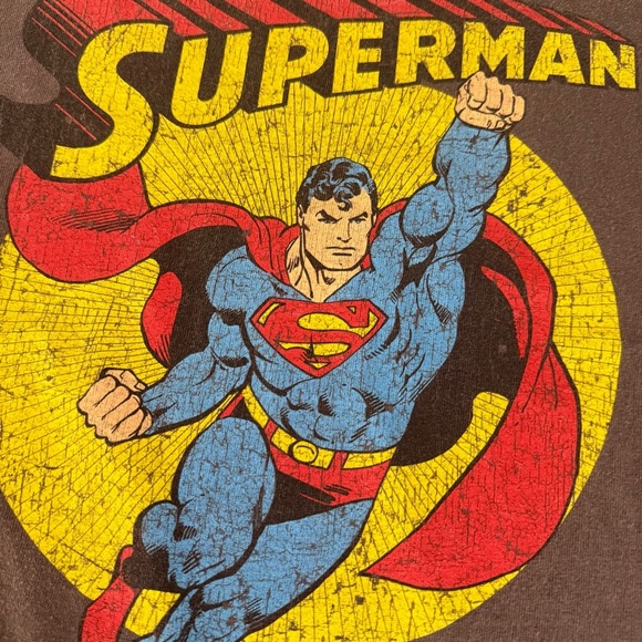 Vintage Superman Tee Shirt Dark Grey Red Blue Yellow Graphic Men’s Size Medium - Picture 4 of 7